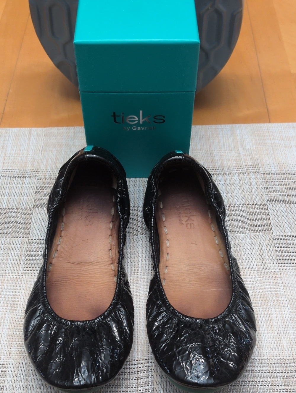 Tieks Women's Obsidian Black Patent Leather Foldable Ballet Flats